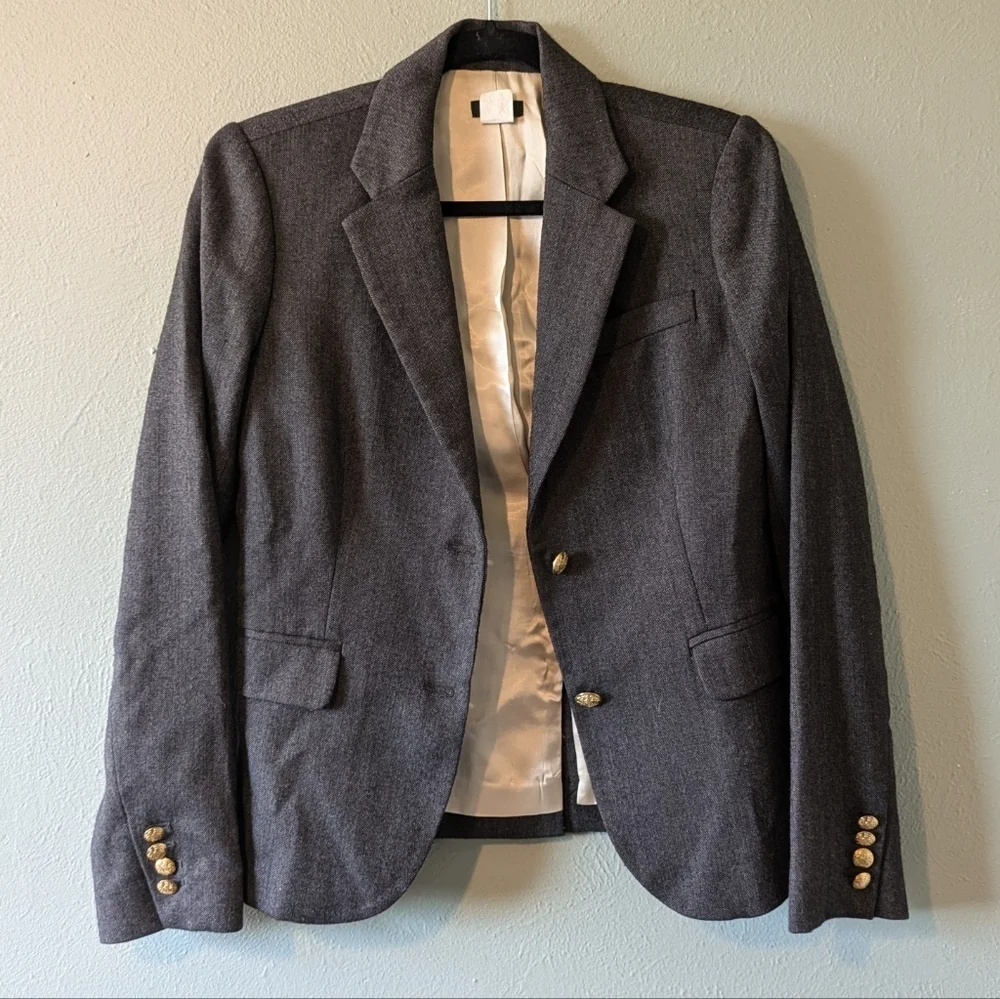 J. Crew Gray Blazer‎ with Gold Buttons